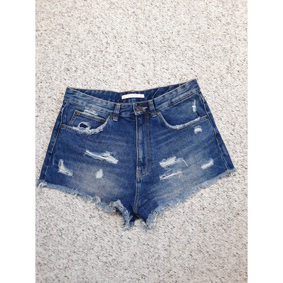 6 ZARA High-Rise Ripped Distressed Raw Fray Hem Shorts